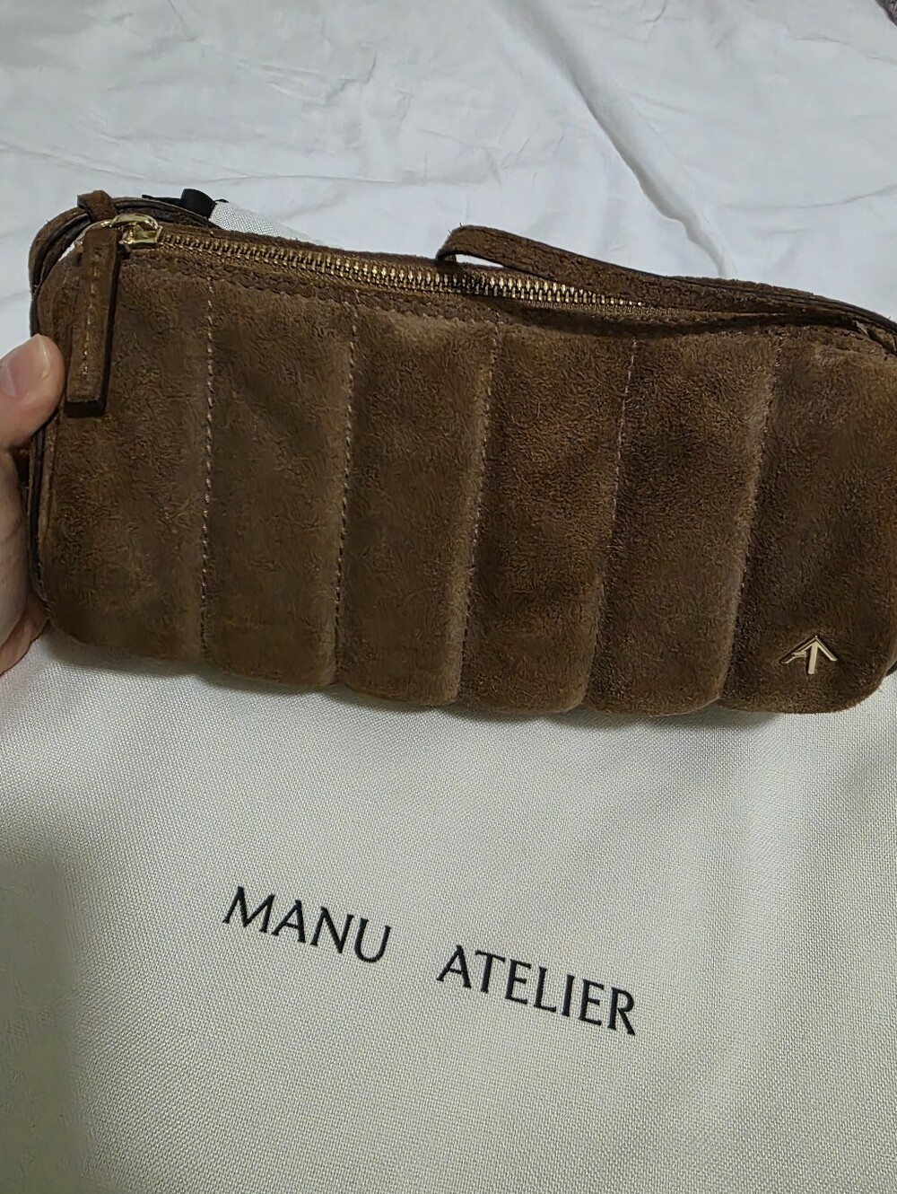 Manu Atelier Suede Cylinder Shoulder Bag